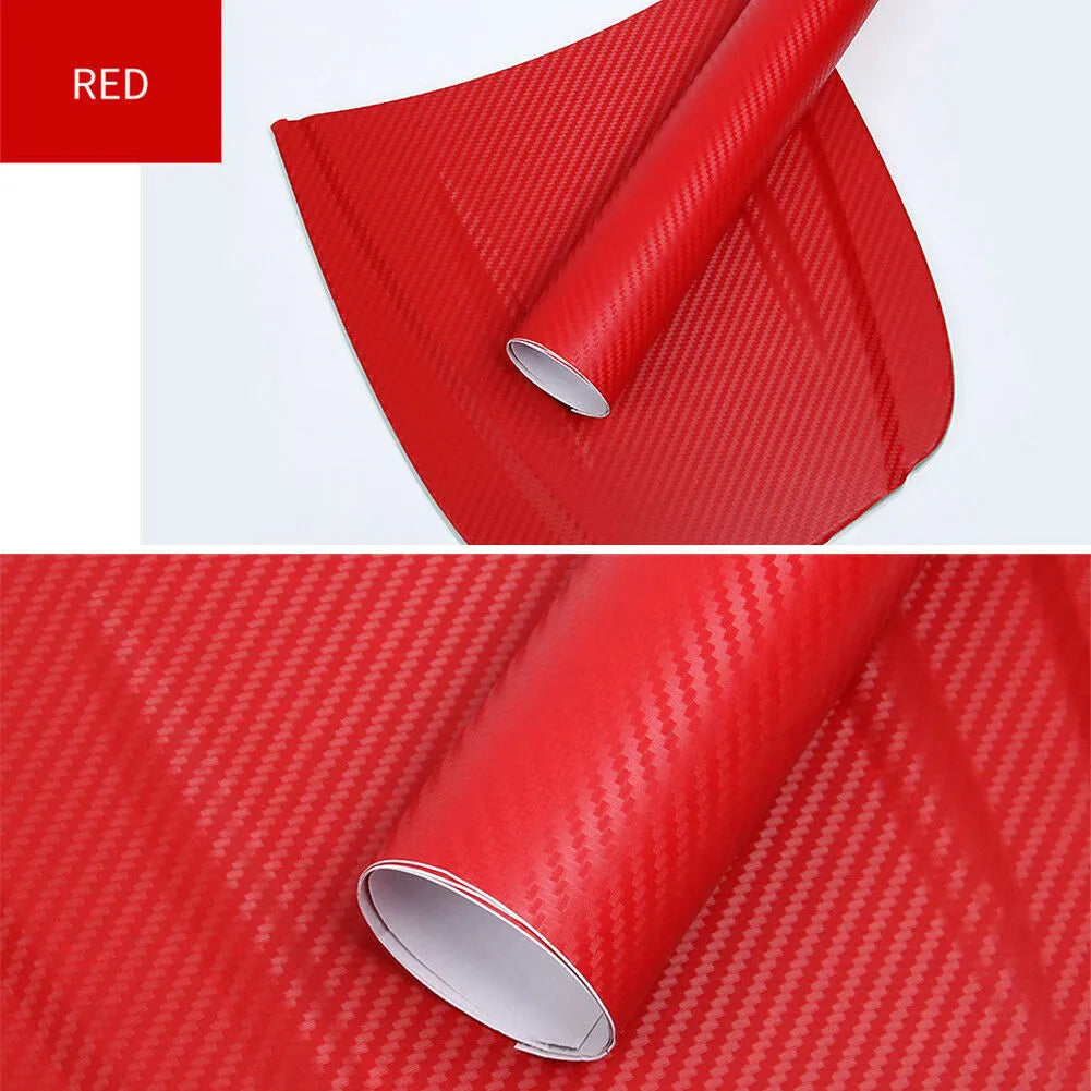 Carbon fibre sticker roll with 3D stereo texture in eight colour options for car decoration