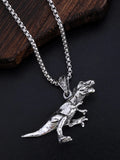 Titanium steel dinosaur pendant hip hop style versatile jewellery necklace men women adjustable chain length up to 60cm bold dinosaur design unique fashion accessory gift idea