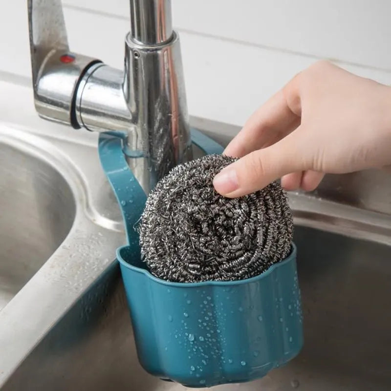 Dark blue plastic sink drain basket with Nordic design dimensions 20x10x7.5cm