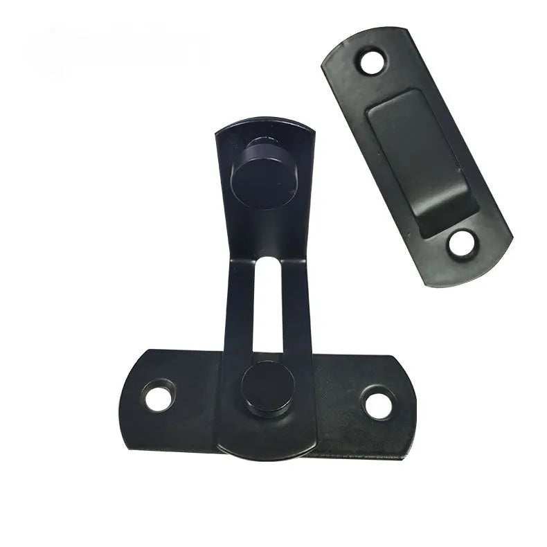Warehouse hook lock with 90-degree stainless steel and black carbon steel shackle for sliding barn doors