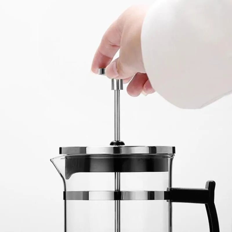 Compact glass and stainless steel manual coffee maker with 350ml capacity