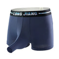 Men's solid-colour ice silk boxer shorts in a mid-waist trunk open design