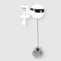 Electric funny cat toy with white ABS body, 7cm diameter ball, and real fur ball and rope accessories