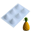 Six-cavity fruit silicone mould with pineapple and pine cone shapes for baking