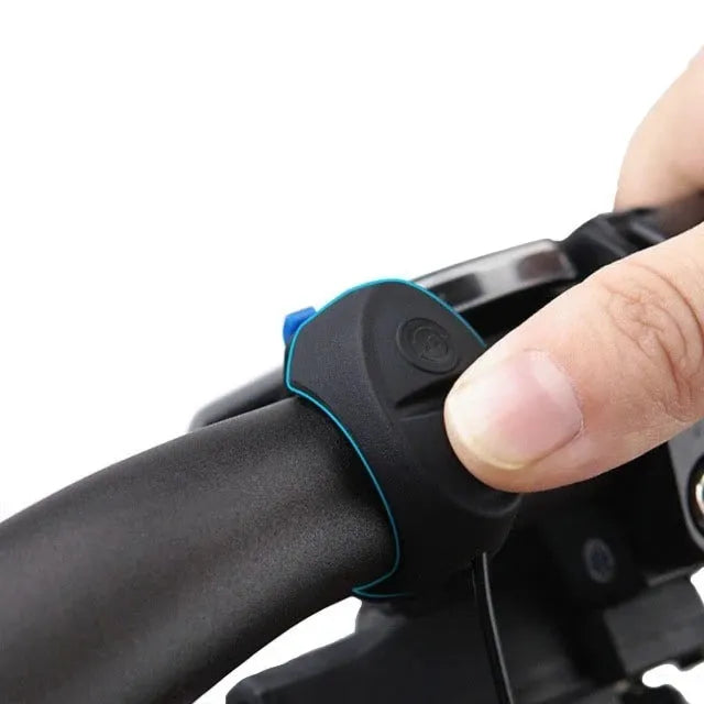 TWOOC T-002 bicycle horn with wired switch, rubber strap mount, USB cable, black, 110-120db 3-mode
