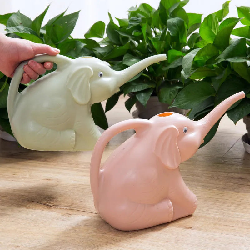 Elephant-shaped pink children's watering can with long nozzle for garden watering