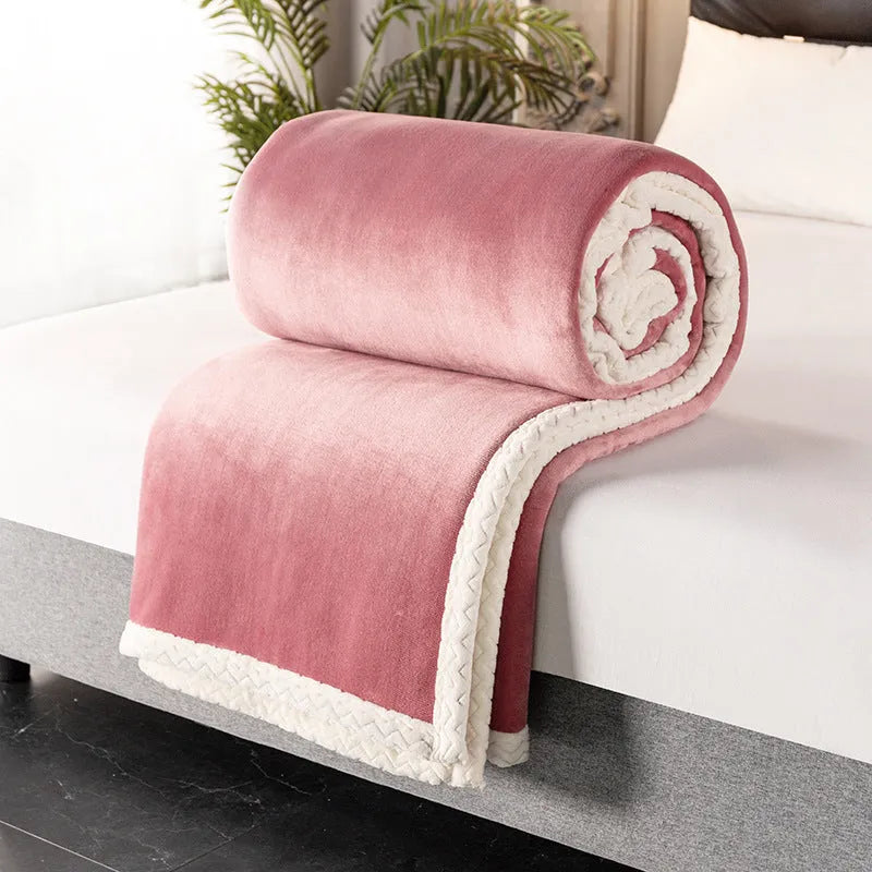 Double fleece blanket 530gsm coral fleece in modern simple design