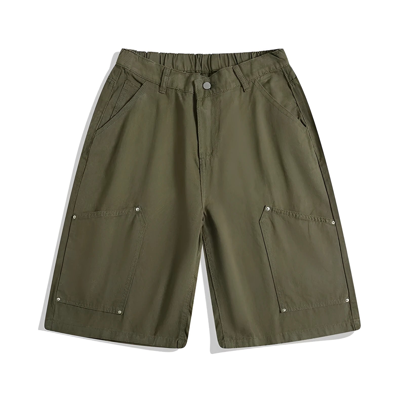 Casual workwear-style cropped wide-leg shorts in apricot colour with mid waist and micro-elastic fabric.