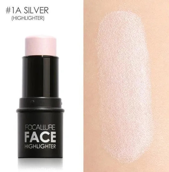 Face contour highlighter makeup product shown in four colour variants A, B, C, D for cheek and brow bone application.