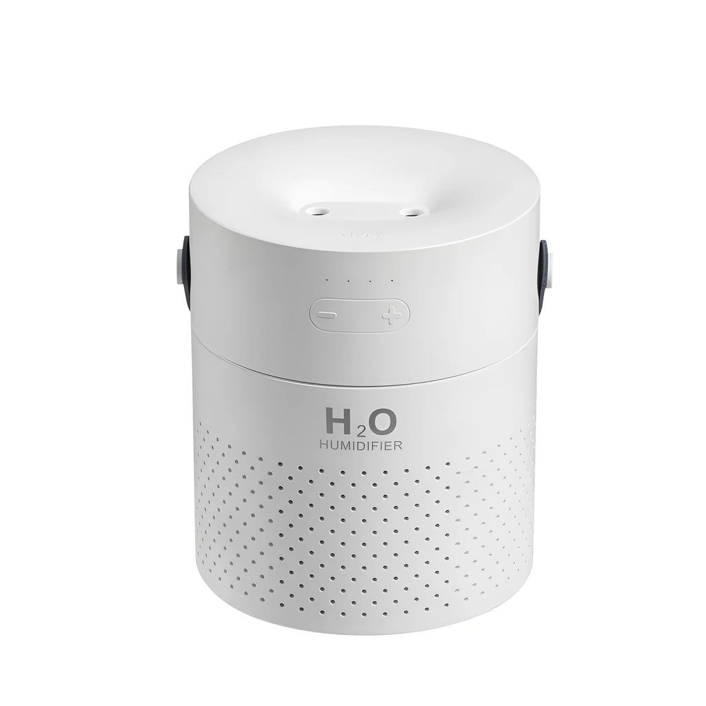 USB rechargeable bedroom humidifier in green, grey, pink or white with 1.1L water tank and wireless operation