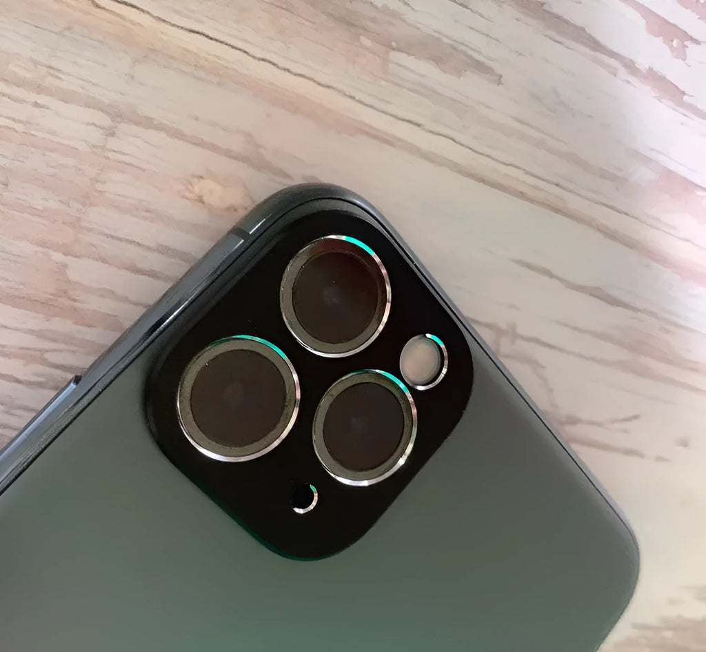 Metal camera lens protection ring for iPhone 11 and iPhone 11 Pro in multiple colour options.
