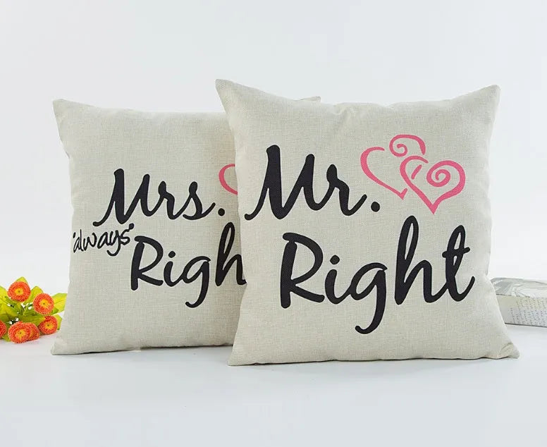 Linen valentine couple hugging pillowcase decorative square cushion cover 45x45cm