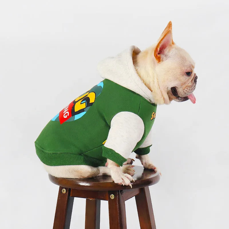 Green cotton pet clothing for dogs or cats, sizes L to 4XL.