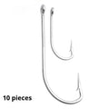 Assortment of stainless steel alloy sea fishing hooks in various styles for catching weever, snakehead, and seahorse.