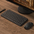 Mute ultra-thin wireless keyboard and mouse set in white, black, or pink colours with 1000DPI optical mouse
