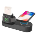 Black and white wireless charging station for Apple devices with detachable magnetic Apple Watch charger