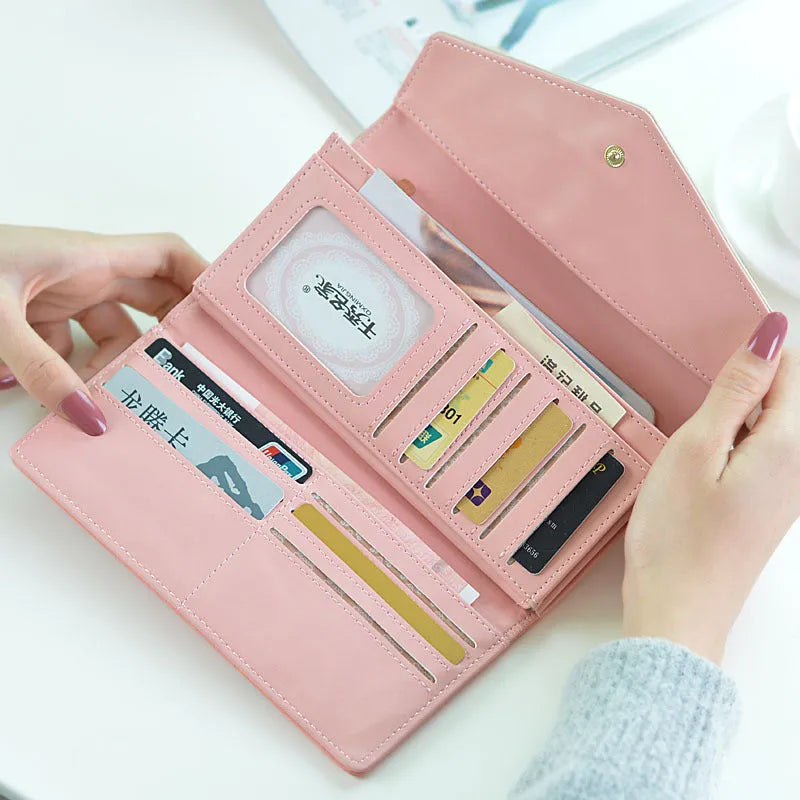 PU leather three-fold buckle wallet in black, blue, green, melon red, or violet colour