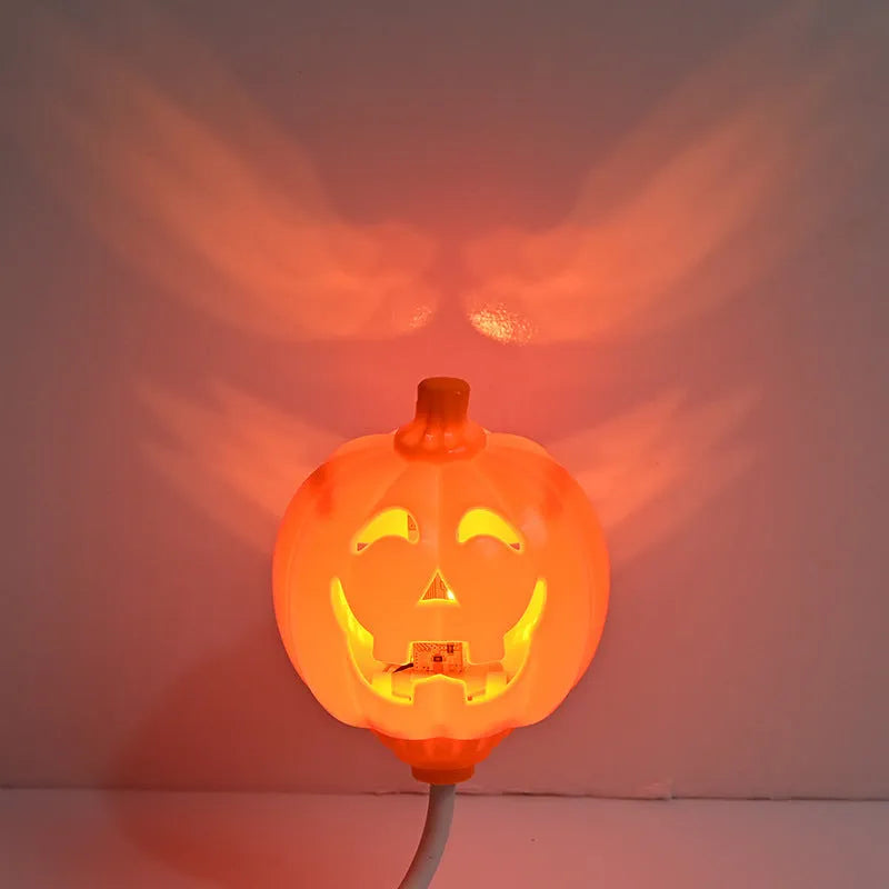 Plastic pumpkin decorative lamp with USB charging in yellow or purple light colours