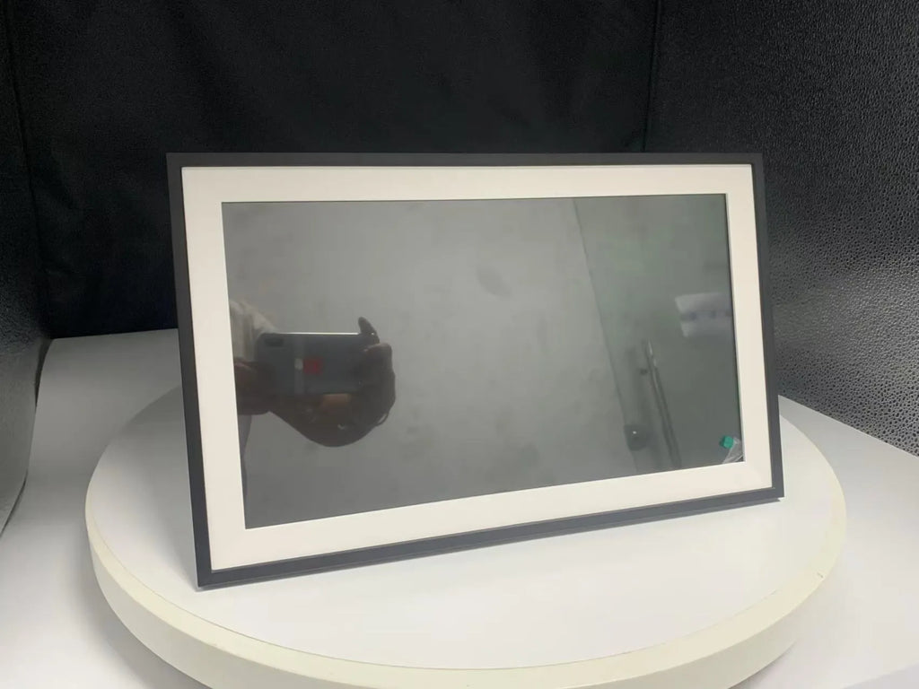 White 15.6 inch smart digital photo frame with full HD display and mobile app control