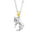 925 sterling silver clavicle chain necklace with cat pendant and electroplated finish