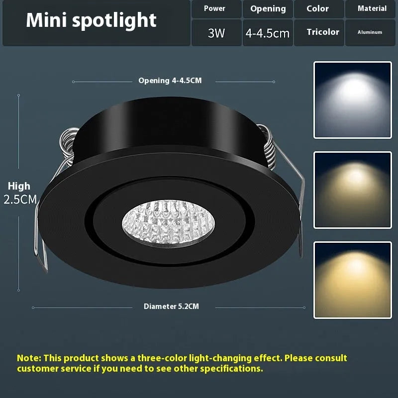 LED mini spotlight concealed ceiling light aluminium housing 1W 3W 220V