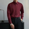 Men's Korean style long sleeve shirt cardigan in black with slim fit Japanese retro design