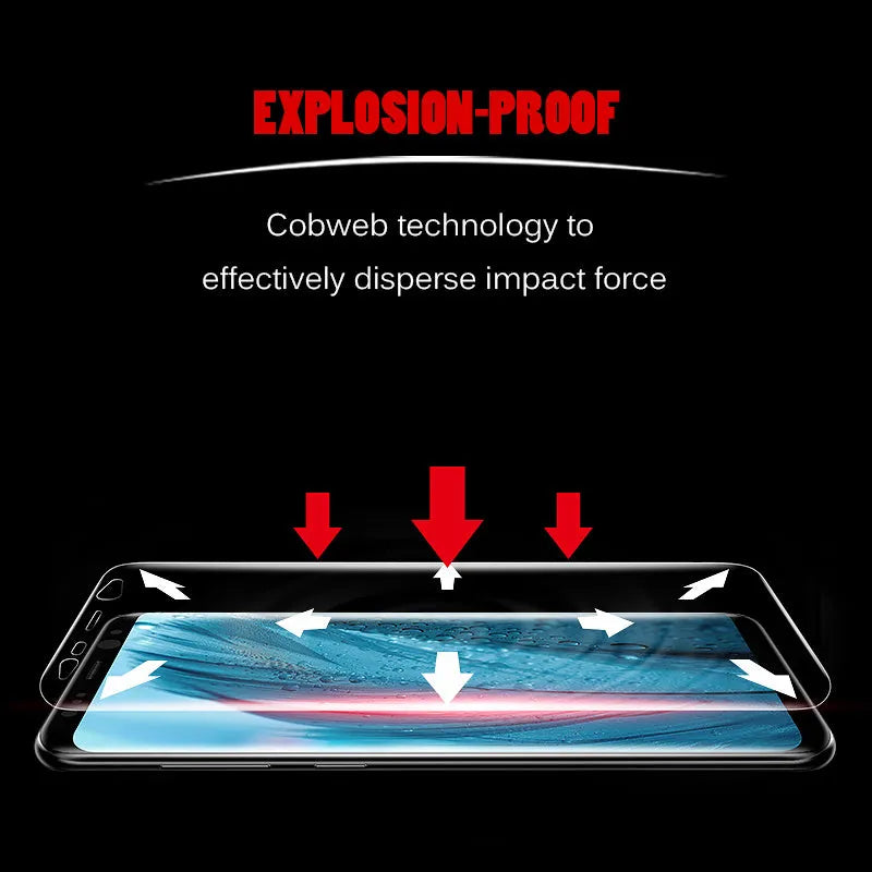 Curved hydraulic film screen protector for Samsung Galaxy S8 S9 S10 phones in clear and purple options