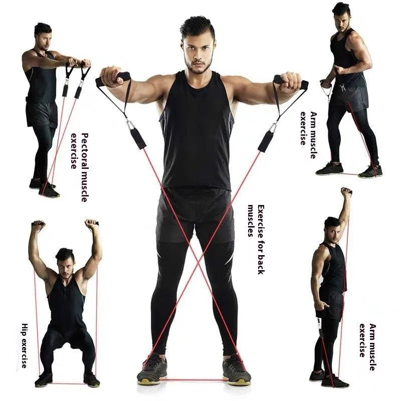 Door sports 11-piece combination pulling rope set with ABS construction and adjustable anchor attachments