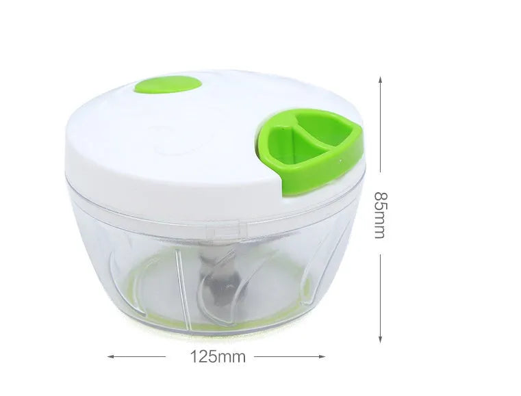 Green manual food chopper with stainless steel blades and 500ml capacity