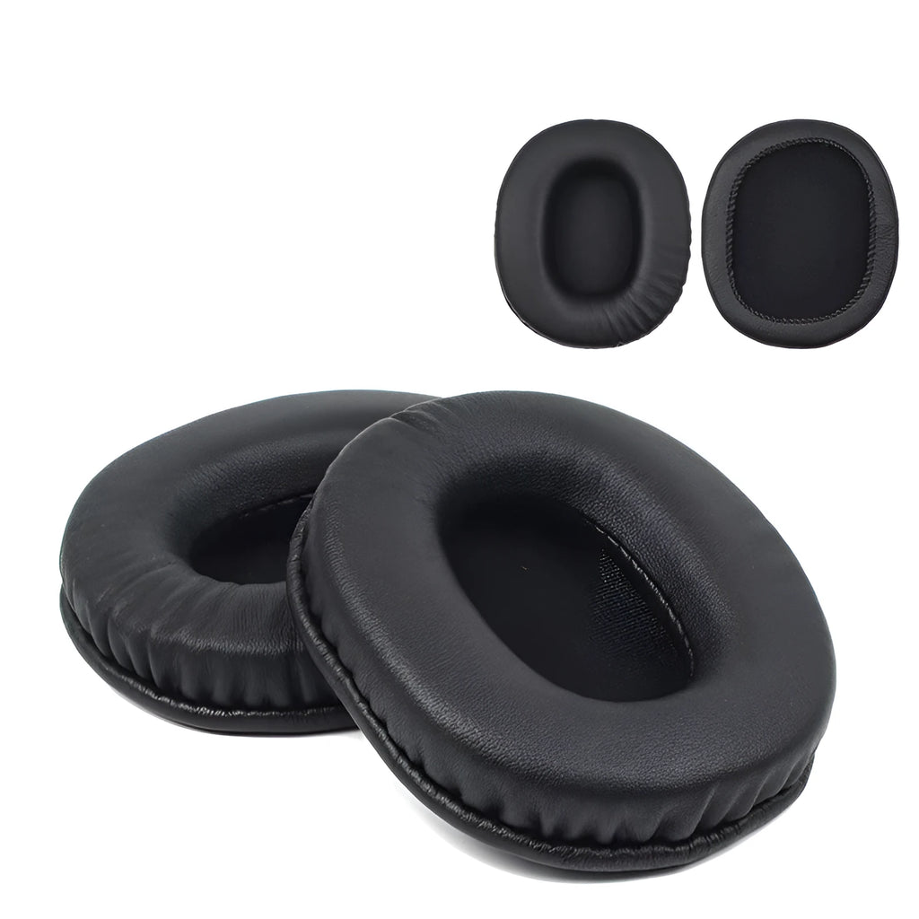 Black soft PU leather replacement earpad covers for Sony 1R headphones.