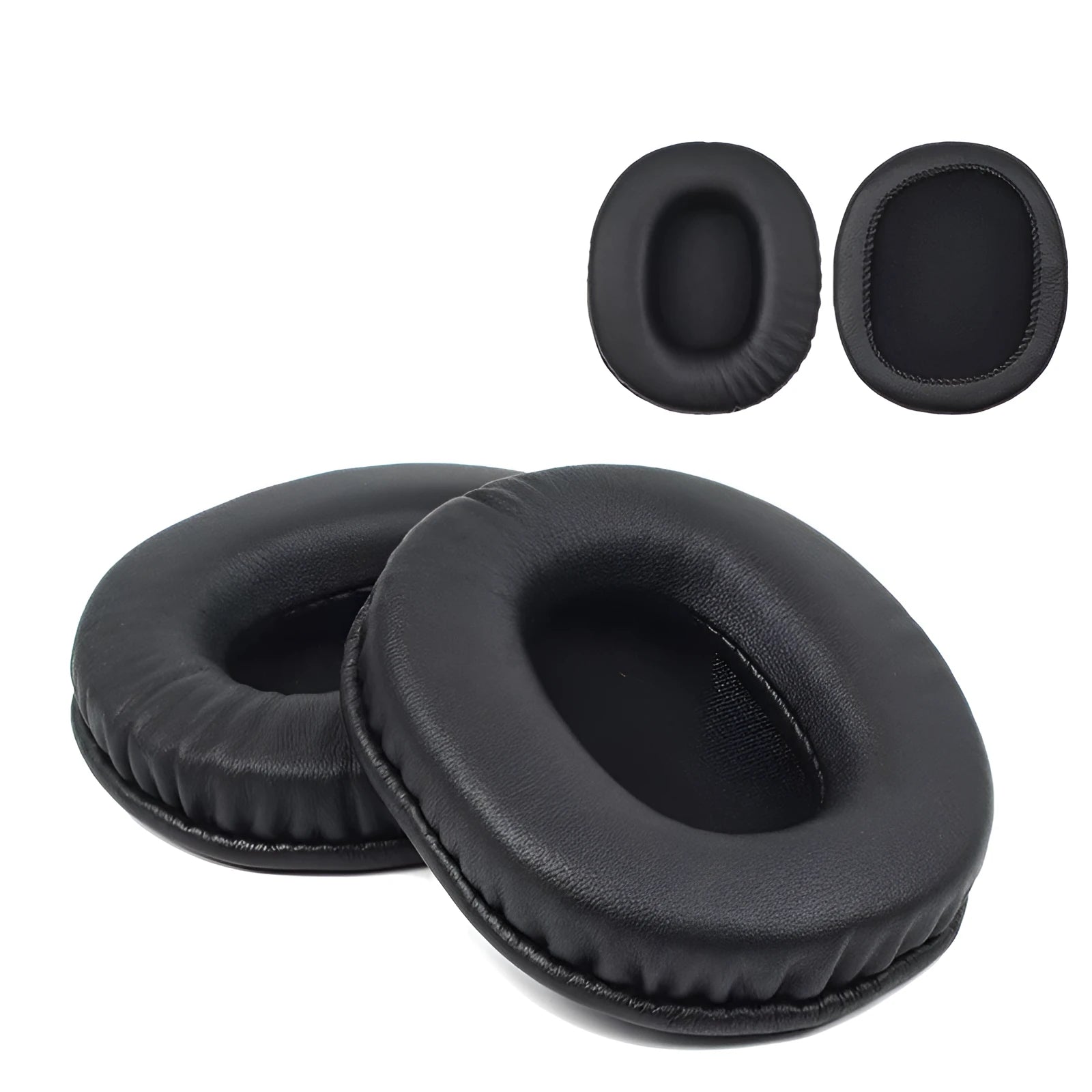 Black soft PU leather replacement earpad covers for Sony 1R headphones.