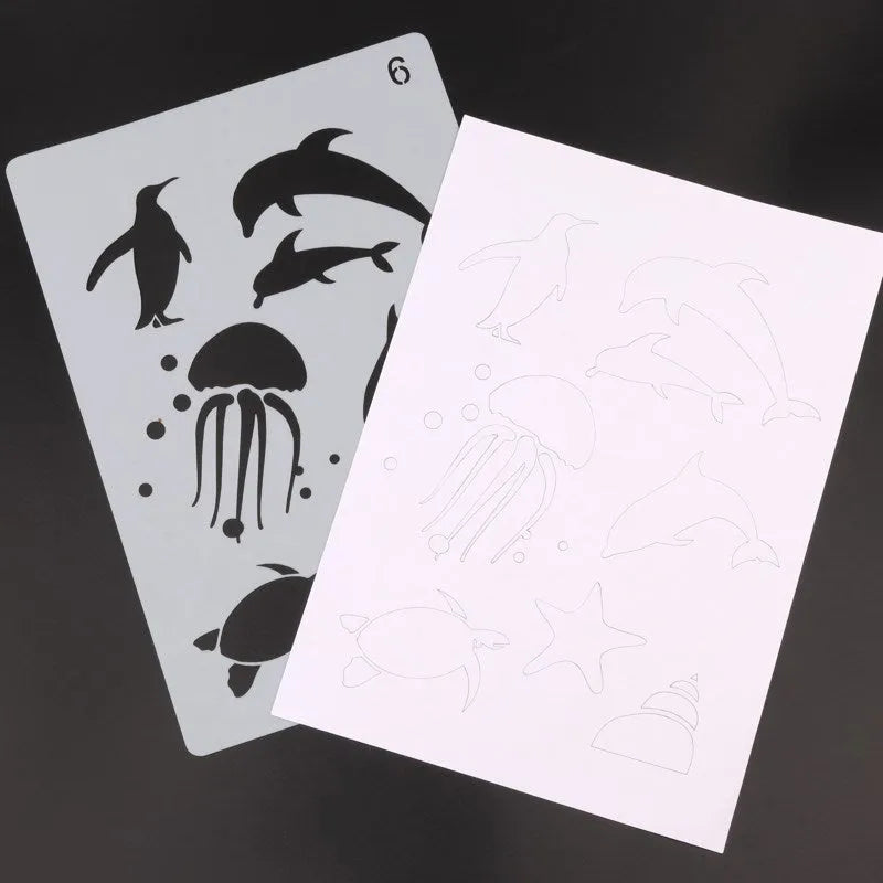 White plastic drawing stencil templates for art and craft projects
