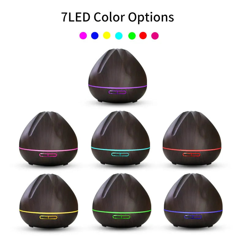 500ml air humidifier aromatherapy machine in light wood finish