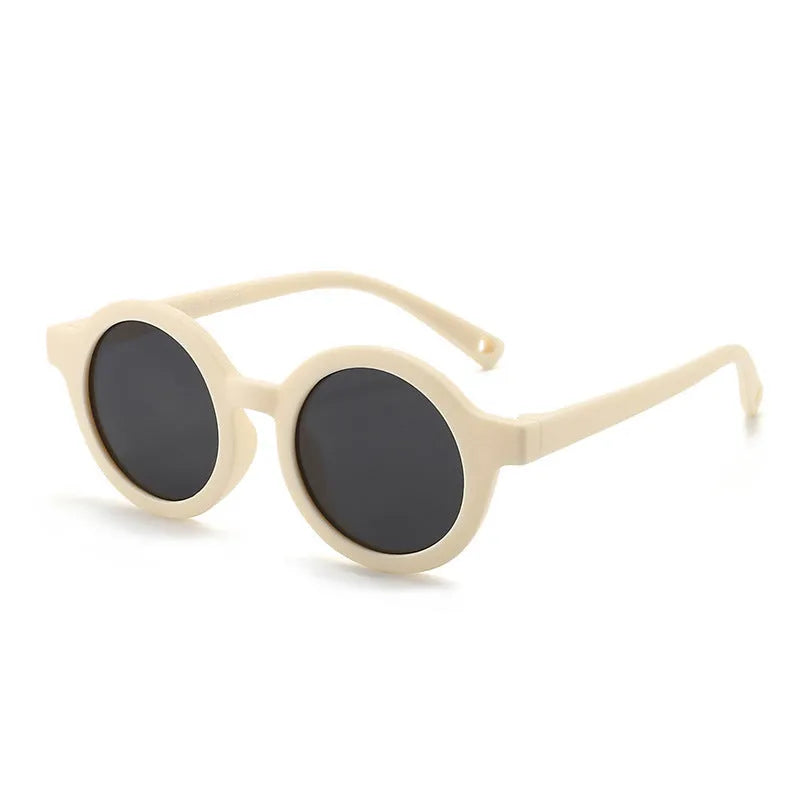 Children's silicone sunglasses for 0-3 year olds with round frames and UV400 protection