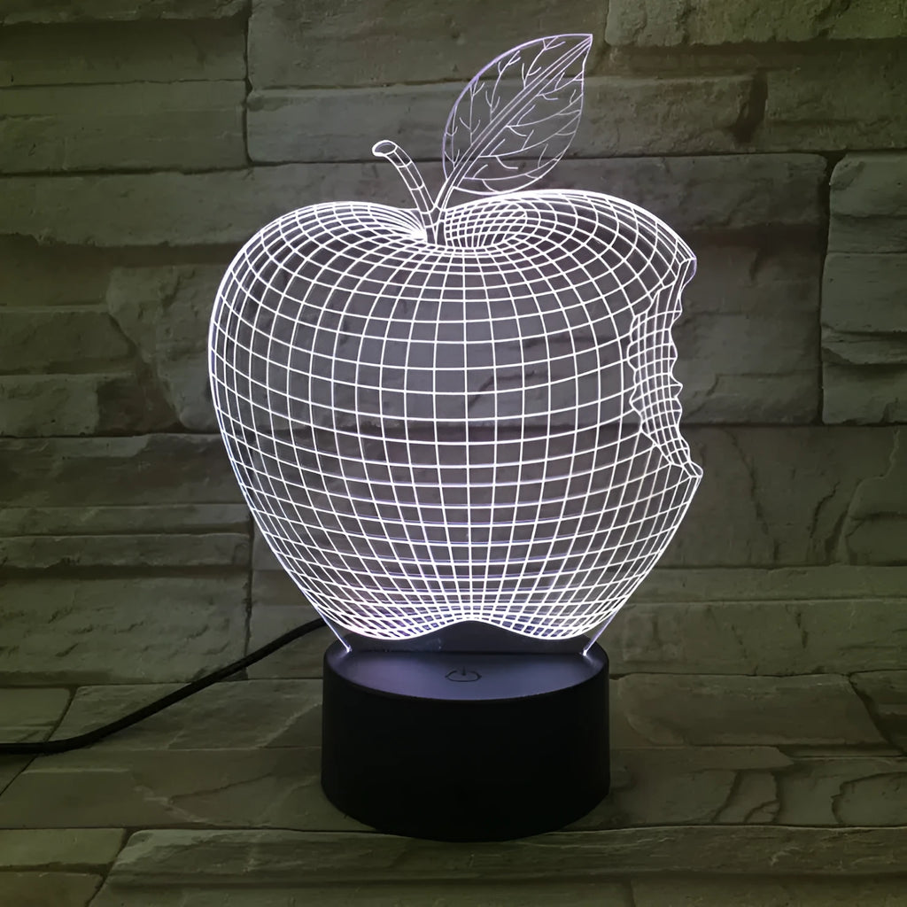 3D acrylic fruit night light with colourful LED illumination and touch control
