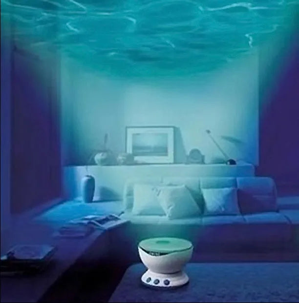 Blue LED ocean theme projection lamp for children's rooms with DLP technology.