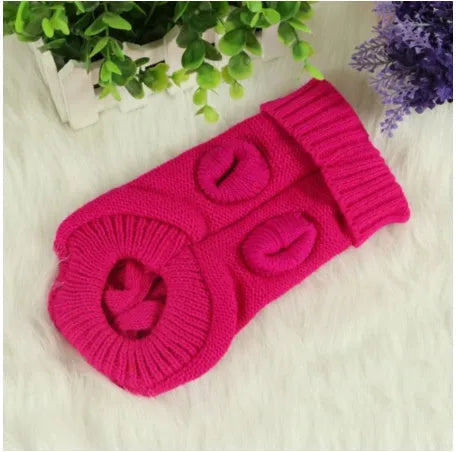 Knitted wool dog sweater in eight colours with fabric buttons for small to large dogs