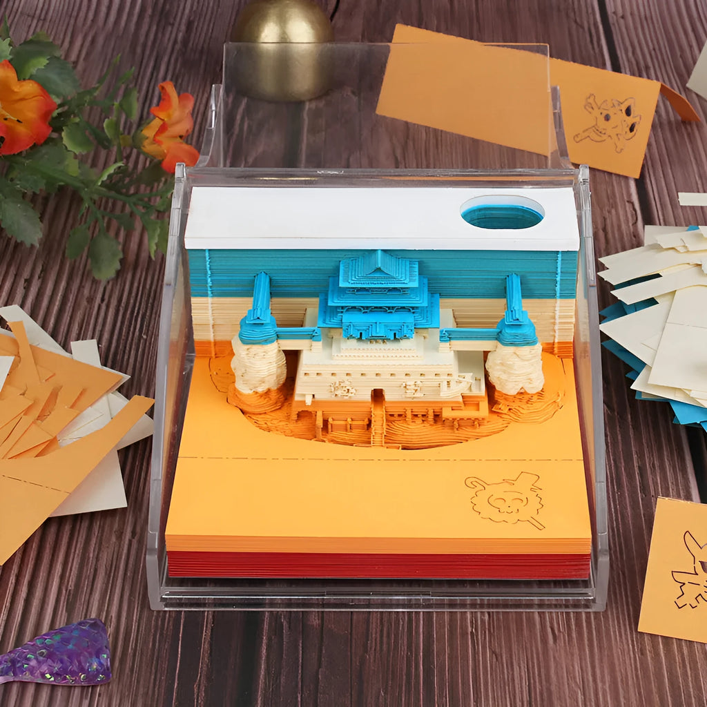 One Piece architectural sticky notes notepad with cartoon design measuring 80x45mm
