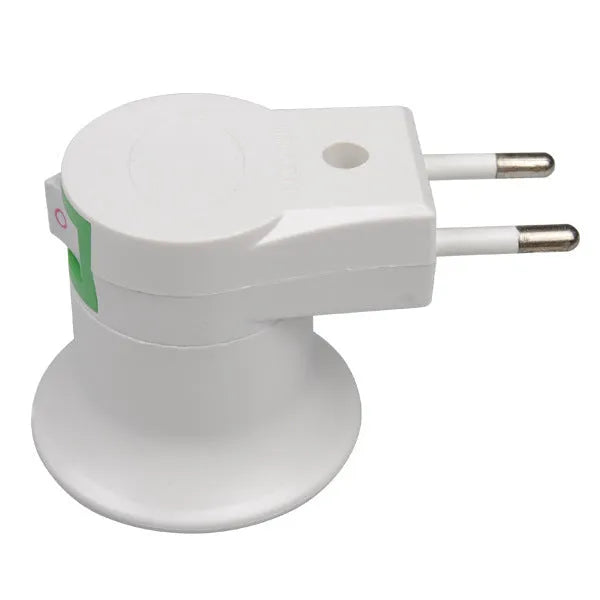 White E27 wall plug-in lamp holder adapter with switch control for bulb lighting