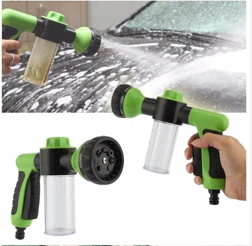 Green high pressure foam spray gun with adjustable nozzle for car washing and household cleaning tasks