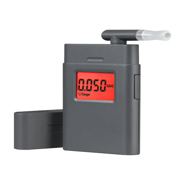 Black At-838 professional portable breath alcohol detector for roadside testing.