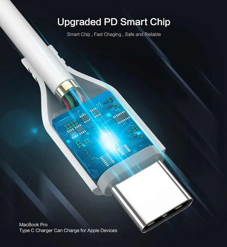 White braided nylon USB-C to Lightning cable with aluminium connectors, shown at full 2.4m length.
