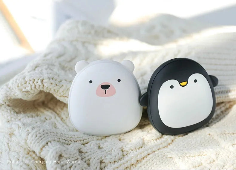 Cute penguin polar bear USB rechargeable electric hand warmer with power bank function