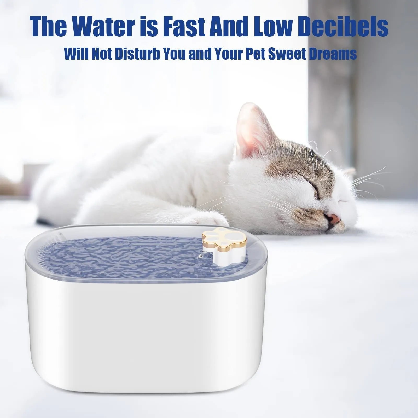 Berlin blue automatic pet water fountain with LED light on a 3-litre BPA-free plastic base