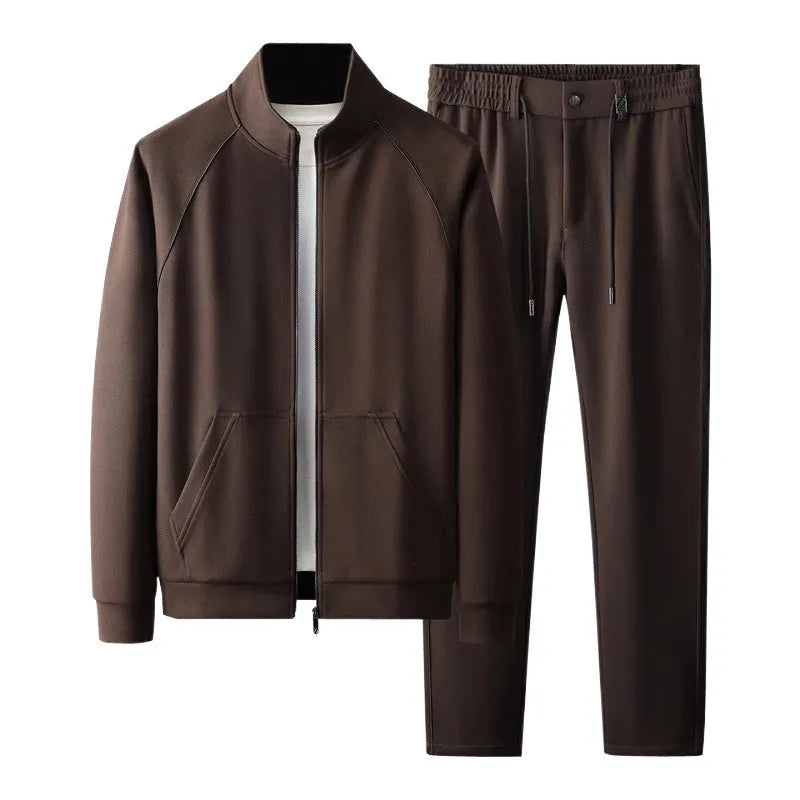 Stand collar casual sports suit in slim fit with coat and trousers in Vinylon fabric