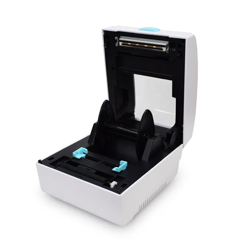 White Bluetooth thermal label printer with USB connection for shipping labels
