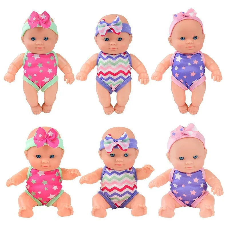 Simulation baby vinyl figurine doll in colour option, 21.5cm tall, realistic design
