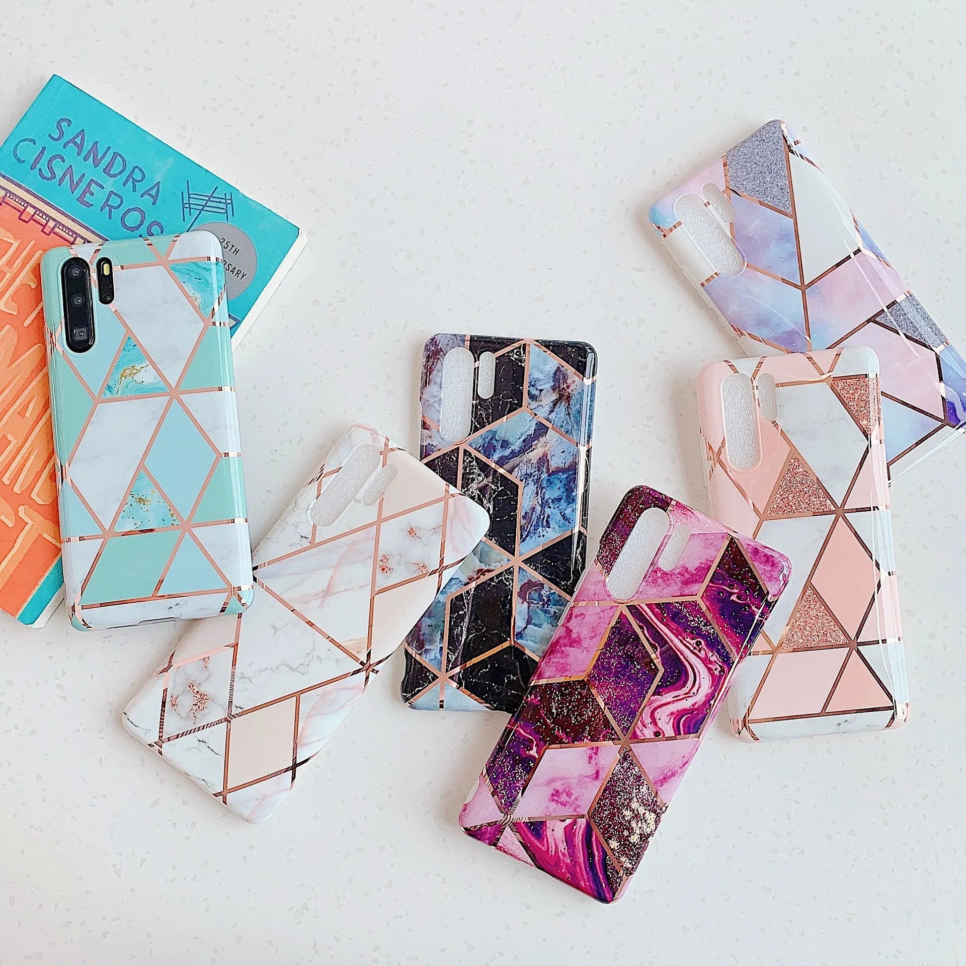 Electroplated marble finish TPU phone case for Huawei and Samsung mobile phones