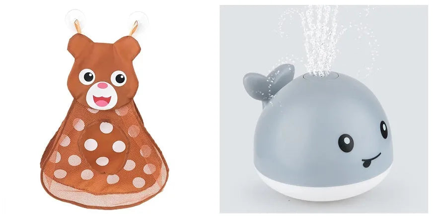 Automatic water spray whale bath toy with lights floating in baby bath