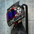 Couples dirty braids full face motorcycle helmet with ABS construction in multiple colour options
